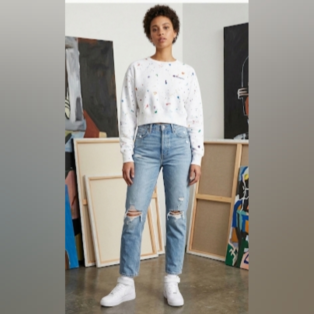 Champion Women's Multicolor Splatter Crew Neck Sweater